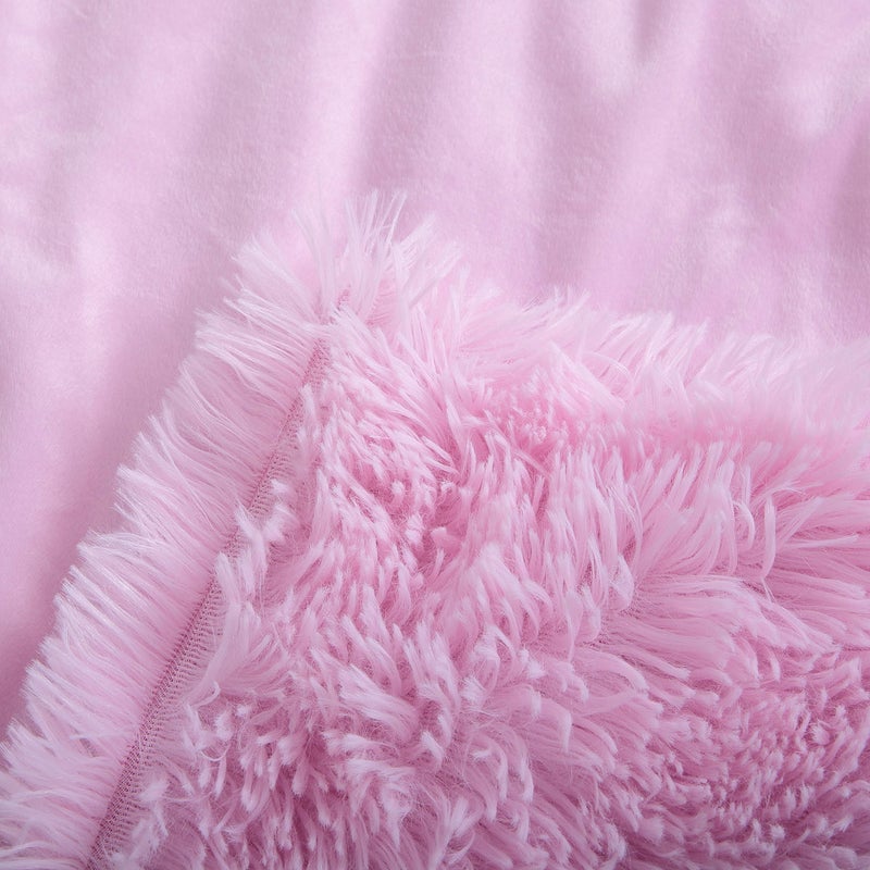 Reafort Luxury Long Hair, PV Fur, Faux Fur Body Pillow Cover/Case 21inx54in with Hidden Zipper Closure (Pink, Body) - Image 5
